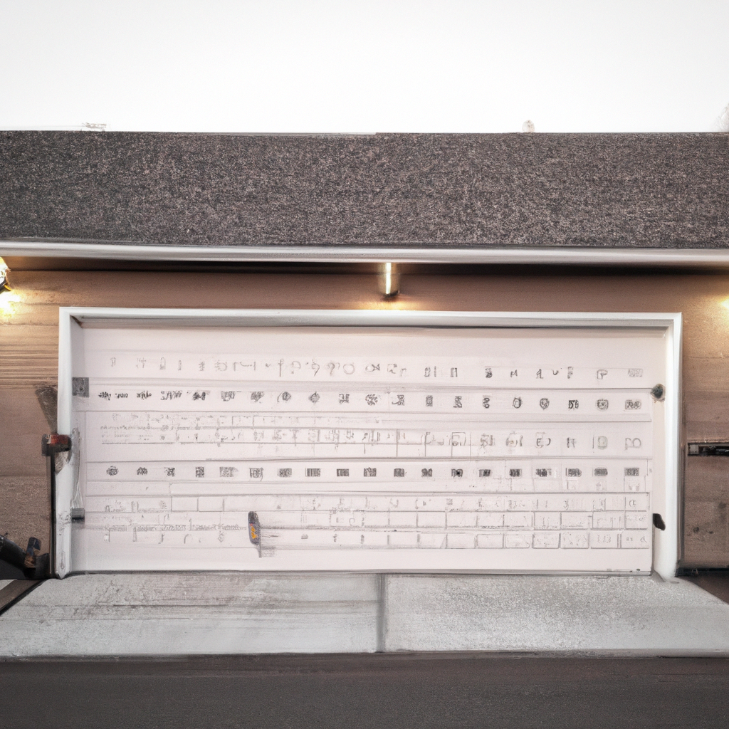 Partially installed modern garage door in a suburban garage opening with tools and tracks visible