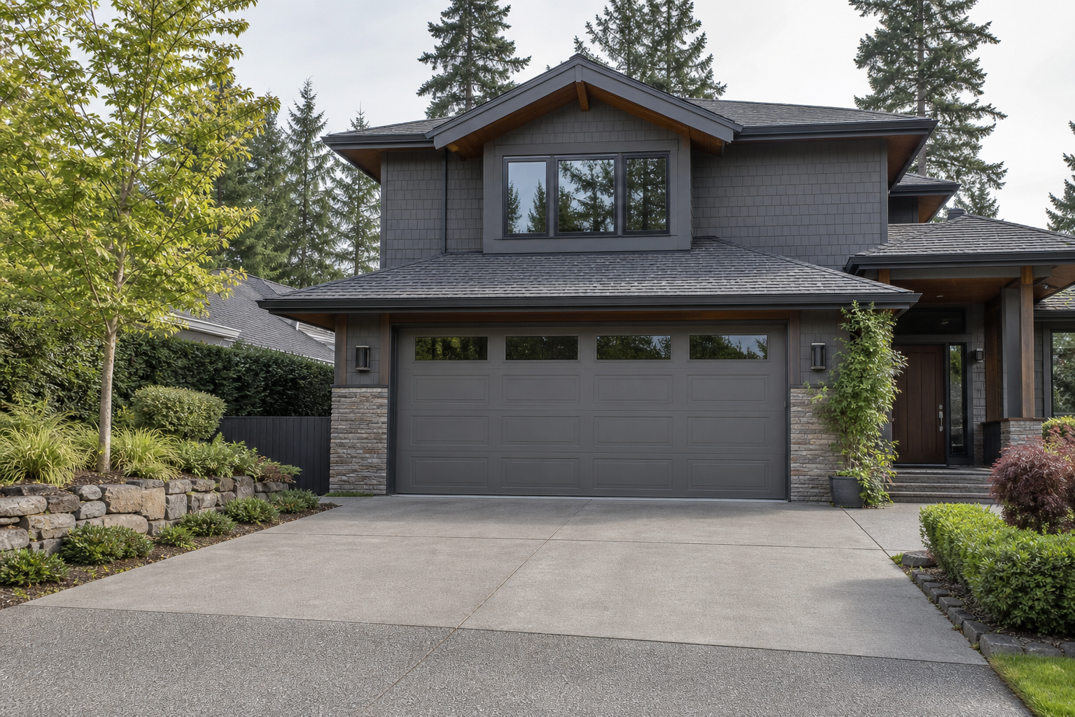 Medina home exterior with a visible garage door on a quiet residential street